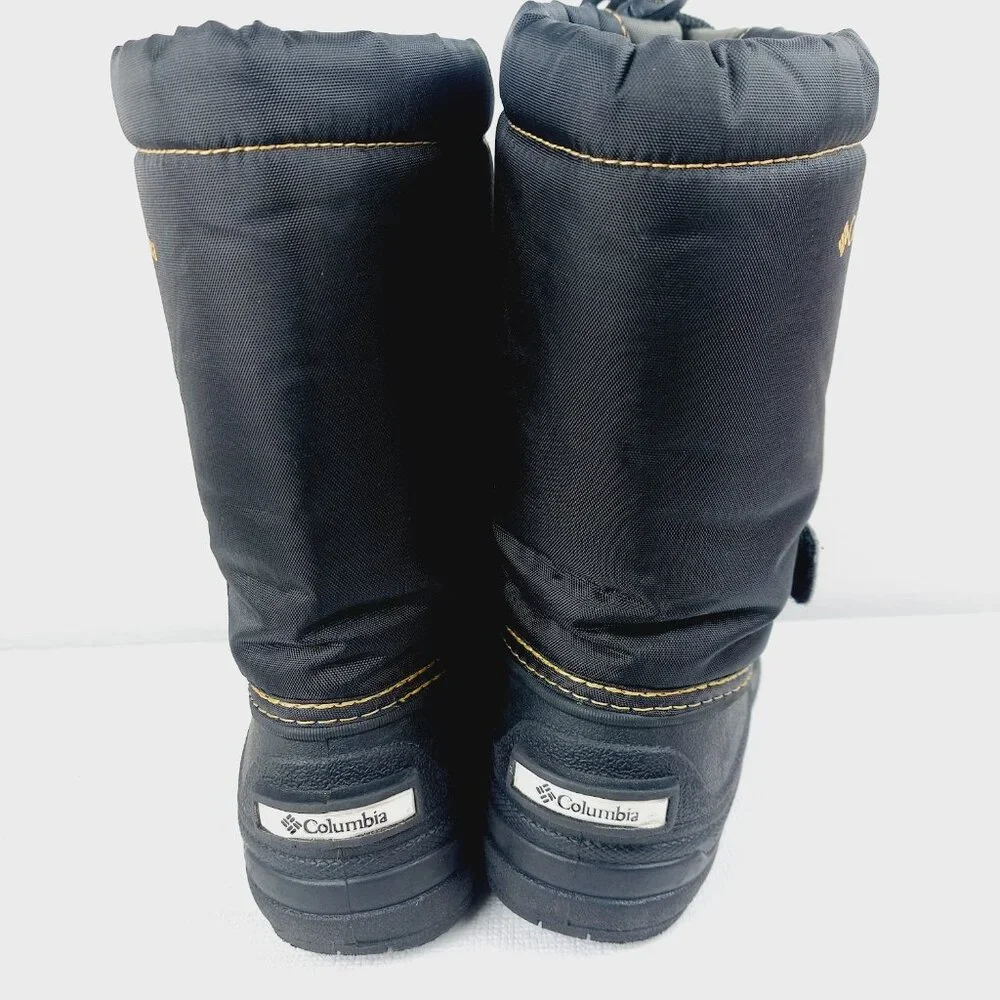 Columbia Boy's Black Gray Powderbug Plus II Mid-Calf Winter Snow Boots Sz 12.5